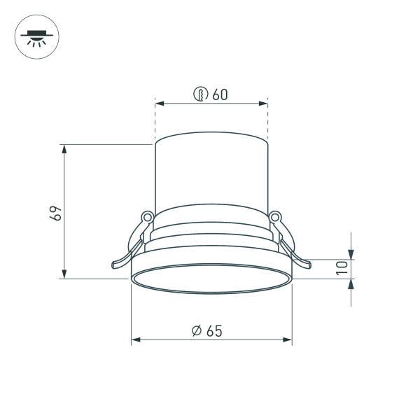 Светильник MS-VOLCANO-BUILT-R65-6W Day4000 (WH, 38 deg, 230V) (Arlight, IP20 Металл, 5 лет)