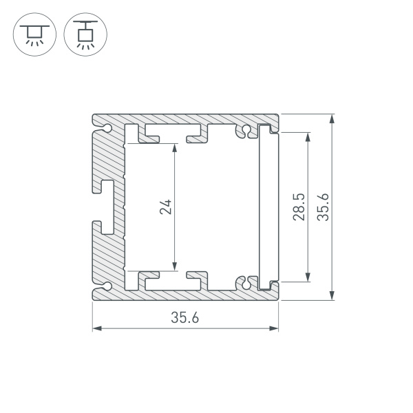 Профиль SL-ARC-3535-D1500-W90 SILVER (1180мм, дуга 1 из 4) (Arlight, Алюминий)