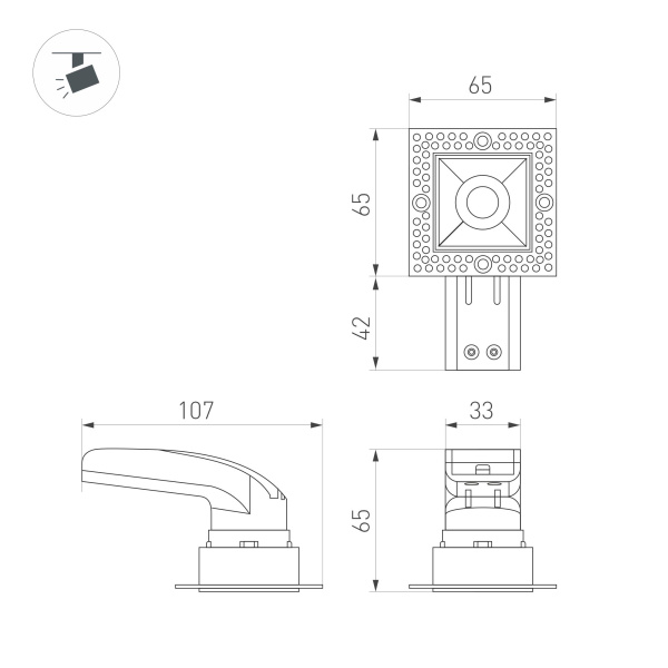 Светильник MS-RIALTO-TRIMLESS-S40x40-9W Warm3000 (BK, 36deg, 230V) (Arlight, IP20 Металл, 5 лет)