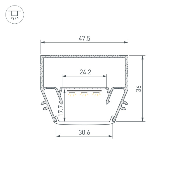 Профиль STRETCH-S-35-CEIL-CENTER-2000 (GAMMA35) (Arlight, Алюминий)