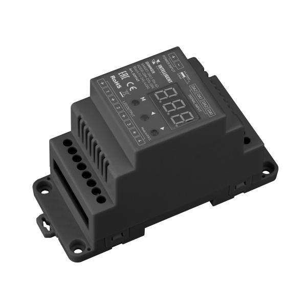 INTELLIGENT ARLIGHT Диммер SMART-DALI-104-62-ADDR-DIM-DT6-DIN Black (12-24V, 4x5A) (IARL, IP20 Пластик, 5 лет)