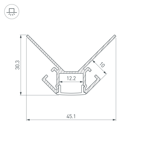 Профиль ARH-DECORE-S12-EXT-2000 ANOD внешний (Arlight, Алюминий)