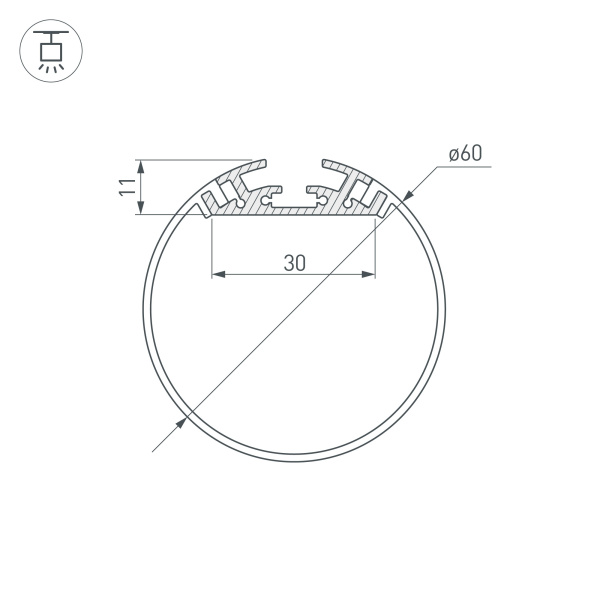 Профиль SL-ROUND-D60-2000 ANOD (Arlight, Алюминий)