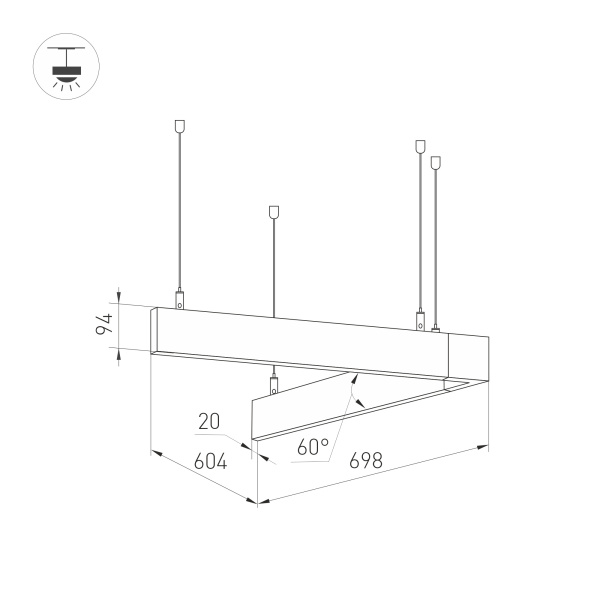 Светильник ALT-LINEAIR-ANGLE-60-FLAT-UPDOWN-DIM-700x605-55W Day4000 (BK, 100 deg, 230V) (Arlight, IP20 Металл, 3 года)