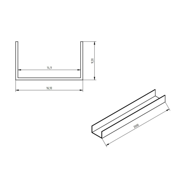 Алюминиевый профиль 779 (2000x16.1x9.2мм)