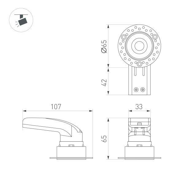 Светильник MS-RIALTO-TRIMLESS-R40-9W Warm2700 (BK, 36deg, 230V) (Arlight, IP20 Металл, 5 лет)