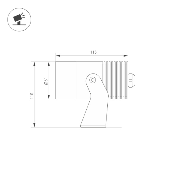 Светильник ALT-RAY-R61-12W Warm3000 (DG, 6 deg, 230V) (Arlight, IP67 Металл, 3 года)