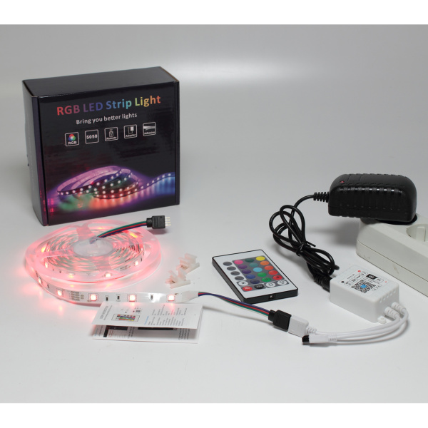 Набор светодиодной ленты 5XRGB30-A01 X11 (12V, RGB 30led/m 5m, IR, Wi-Fi, адаптер 220V, IP20)
