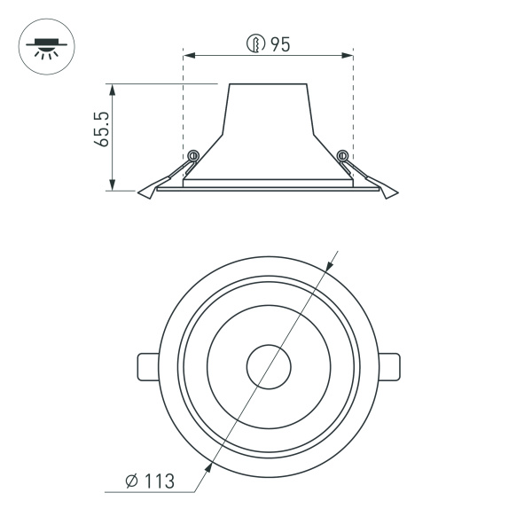 Светильник LTD-LEGEND-R115-10W Warm3000 (WH, 50 deg) (Arlight, IP20 Металл, 3 года)