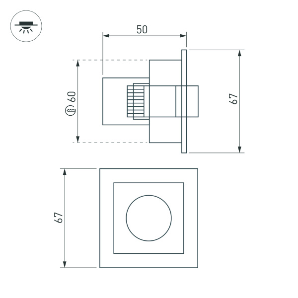 Светильник MS-ORIENT-BUILT-TURN-TC-S67x67-3W Day4000 (WH-BK, 30 deg, 230V) (Arlight, IP20 Металл, 5 лет)