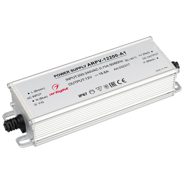 Блок питания ARPV-12200-A1 (12V, 16.6A, 200W) (Arlight, IP67 Металл, 3 года)