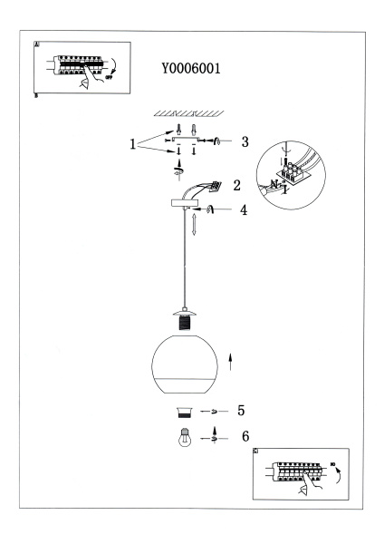 Светильник лофт Y0006001 PA25 (220V, E27, стекло)