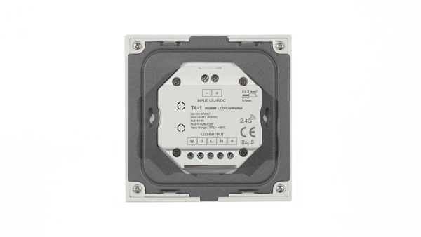 Сенсорная панель T4-1 White IC63 (12-24V, 4x3A, 4x(36-72W), RGBW, RF 2.4GHz)