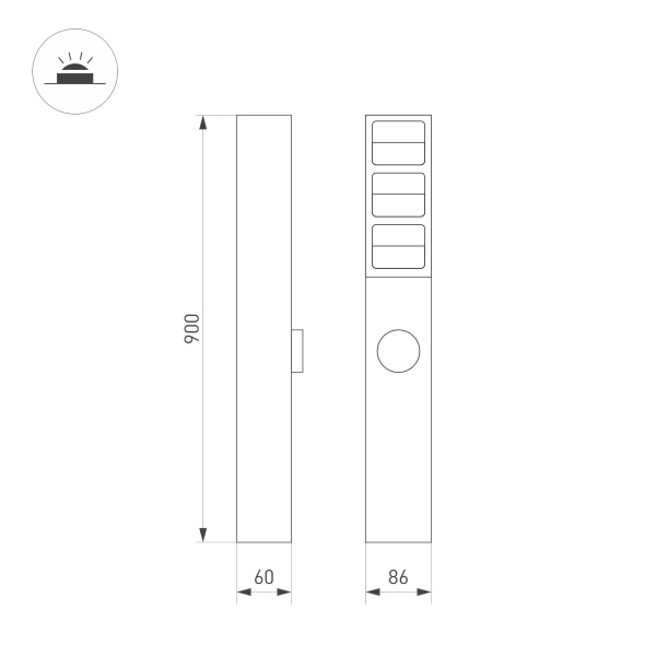 Светильник LGD-TILLIS-BOLL-SOCKET-H900-12W Warm3000 (GR, 92 deg, 230V) (Arlight, IP54 Металл, 3 года)