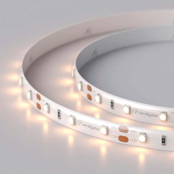 Лента RTW 2-5000SE 12V Warm (3528, 300 LED, LUX) (Arlight, 4.8 Вт/м, IP65)