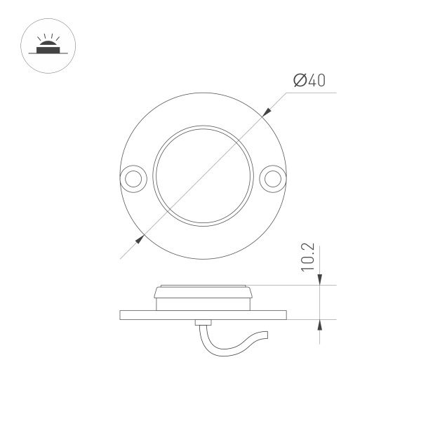 Светильник ART-DECK-LAMP-R40-1W Day4000 (SL, 120 deg, 24V) (Arlight, IP67 Металл, 3 года)