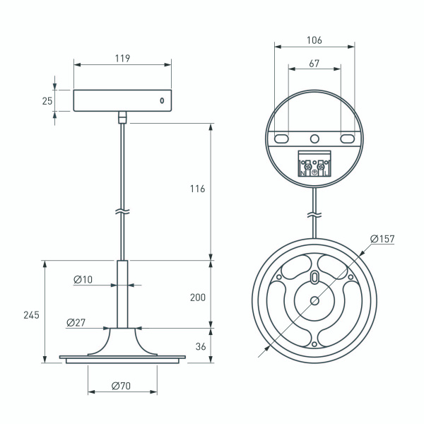 Подвес SPX-HANG-R150-L1400 (BK) (Arlight, Металл)