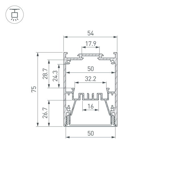Профиль IP-LINE-5475-2000 BLACK (Arlight, Алюминий)