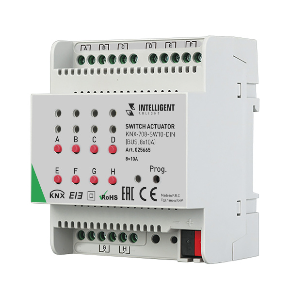 INTELLIGENT ARLIGHT Релейный модуль KNX-708-SW10-DIN (BUS, 8x10A) (Arlight, -)