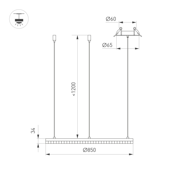 Светильник SP-DIAMOND-R850-40W Day4000 (WH, 45 deg, 230V, TRIAC) (Arlight, IP20 Металл, 5 лет)