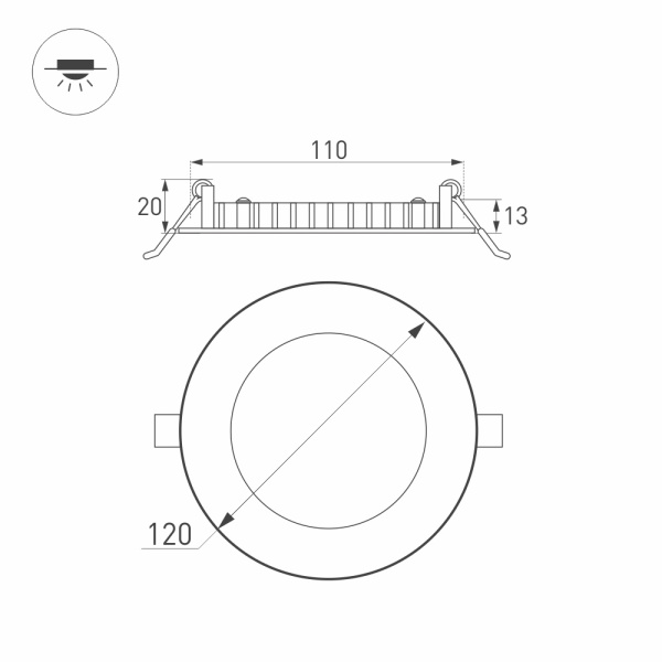 Светильник DL-120M-9W Warm White (Arlight, IP40 Металл, 3 года)