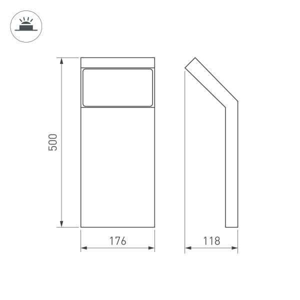 Светильник LGD-ECRAN-BOLL-H500-9W Warm3000 (GR, 108 deg, 230V) (Arlight, IP65 Металл, 3 года)