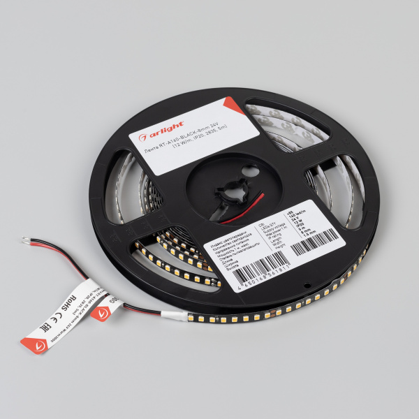 Лента RT-5000-2835-160-24V Day4000 (Black 8mm, 12W/m, IP20) (Arlight, -)