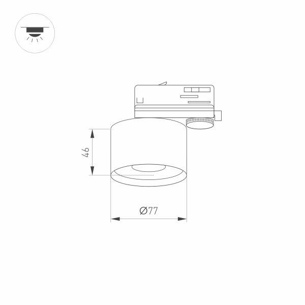 Корпус PLURIO-BASE-TRACK-4TR-R77 (BK, 1-2, 200mA) (Arlight, IP20 Металл, 3 года)