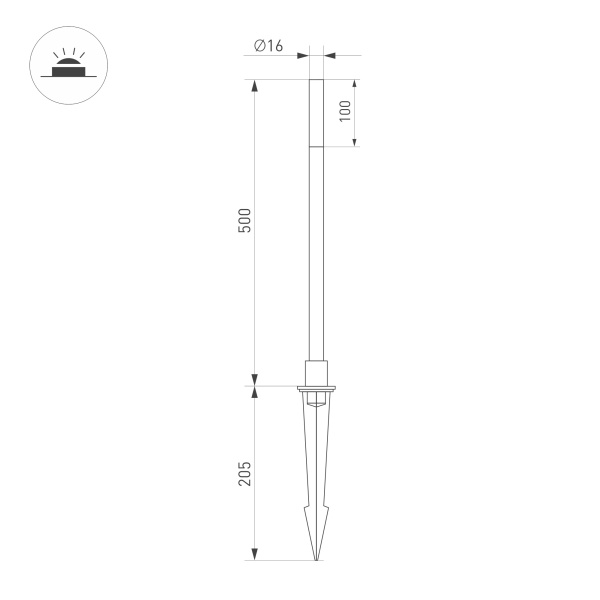 Светильник KT-CANNA-L500-1W Warm3000 (DG, 110 deg, 24V) (Arlight, IP65 Металл, 3 года)