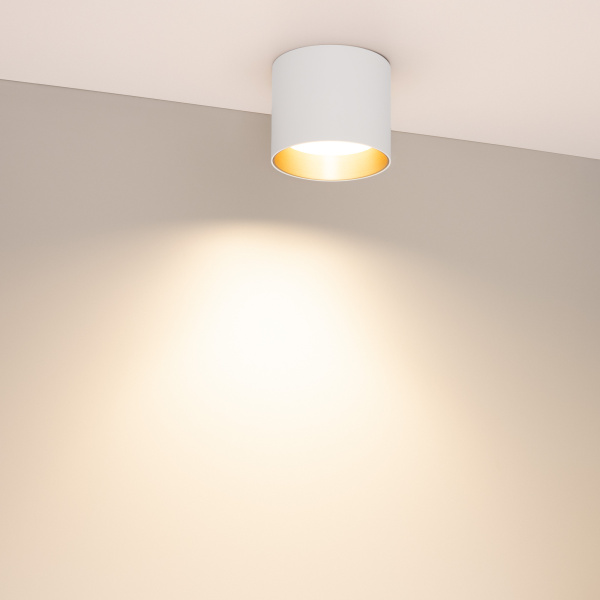 Светильник SP-BISCOTTO-R90-8W Warm3300-MIX (WH-GD, 80 deg, 230V) (Arlight, IP54 Металл, 5 лет)