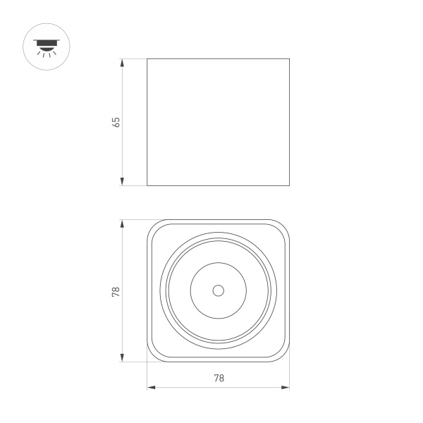 Светильник SP-DICE-S78x78-10W Day4000 (WH, 24 deg, 230V) (Arlight, IP54 Металл, 5 лет)