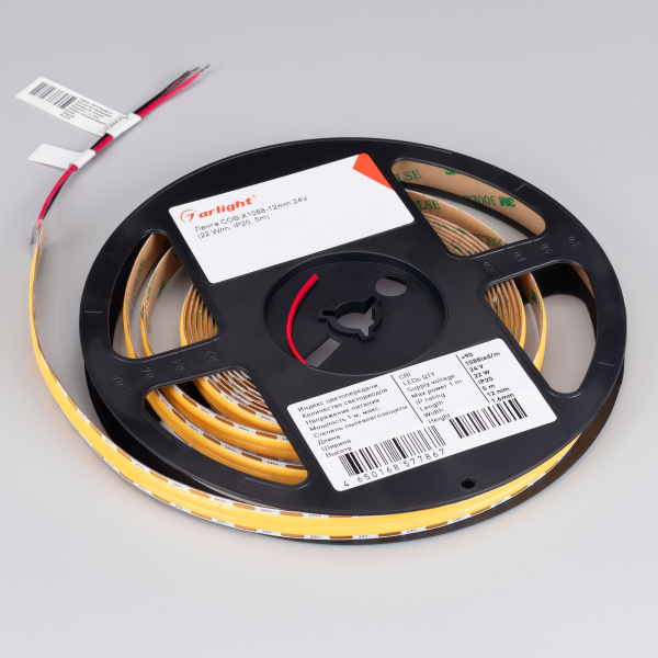 Лента COB-X1088-12mm 24V Warm2700 (22 W/m, IP20, 5m) (Arlight, 5 лет)
