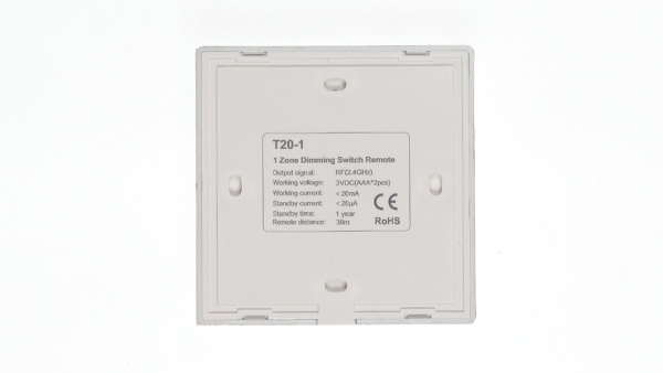 Сенсорная панель T20-1 White IC24 (DIM, 1 zone, RF 2.4GHz, 3VDC(AAAx2))