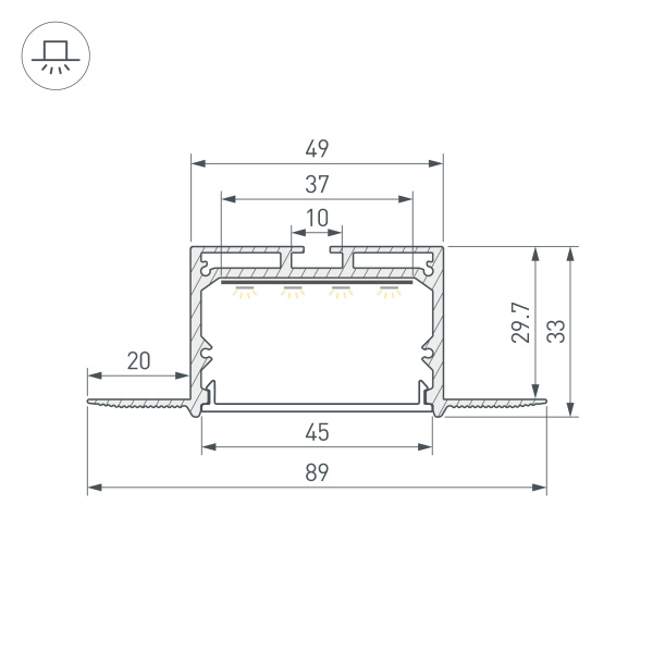 Профиль LINIA45-FANTOM-3000 ANOD (Arlight, Алюминий)