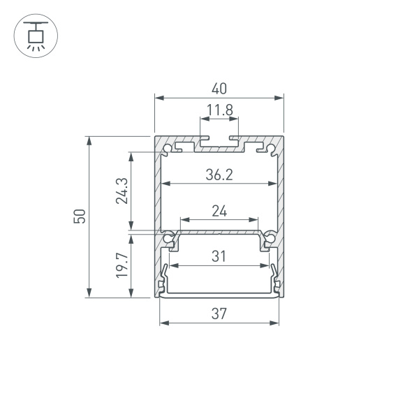 Профиль IP-LINE-4050-2000 BLACK (Arlight, Алюминий)
