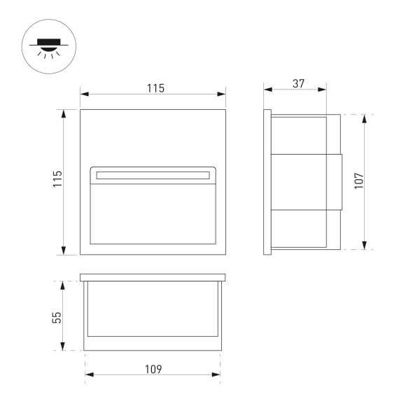 Светильник LTD-TRAIL-S115x115-4W Warm3000 (GR, 70 deg, 230V) (Arlight, IP65 Металл, 3 года)