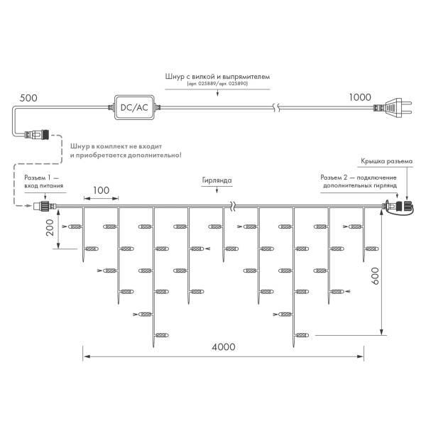 Светодиодная гирлянда ARD-EDGE-PRO-4000x600-WHITE-128LED-MILK-FLASH Warm/Warm (230V, 8W) (Ardecoled, IP65)