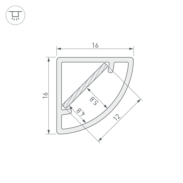 Профиль WPH-KANT-H16-2000 OPAL (Arlight, Пластик)