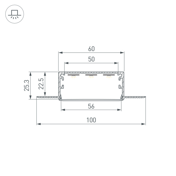 Профиль LINIA60-FANTOM-3000 ANOD (Arlight, Алюминий)