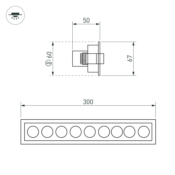 Светильник MS-ORIENT-BUILT-TURN-TC-S67x300-20W Warm3000 (WH-BK, 30 deg, 230V) (Arlight, IP20 Металл, 5 лет)