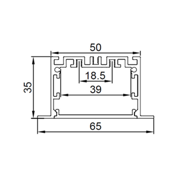 Алюминиевый профиль врезной CX-A045-R 270 (2500x65/50x35мм с рассеивателем)