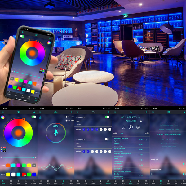 Набор светодиодной ленты 5XRGB30-A01 X11 (12V, RGB 30led/m 5m, IR, Wi-Fi, адаптер 220V, IP20)