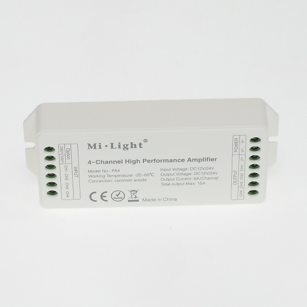 Усилитель высокоскоростной Mi-Light PA4 P263 (12/24V, 4 канала, 180/360W Max)