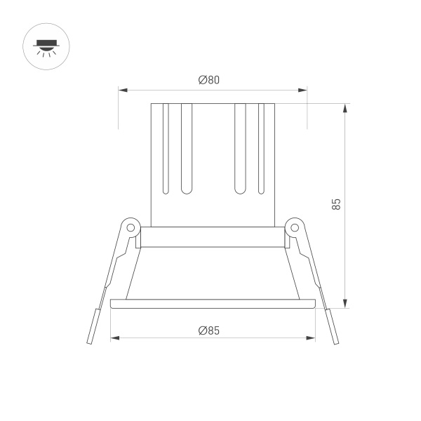 Светильник MS-FLOW-BUILT-R85-6W Warm3000 (BK, 55 deg, 230V) (Arlight, IP20 Металл, 5 лет)