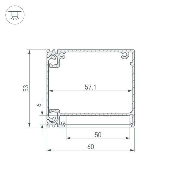 Профиль BOX60-SIDE-2000 ANOD (Arlight, Алюминий)