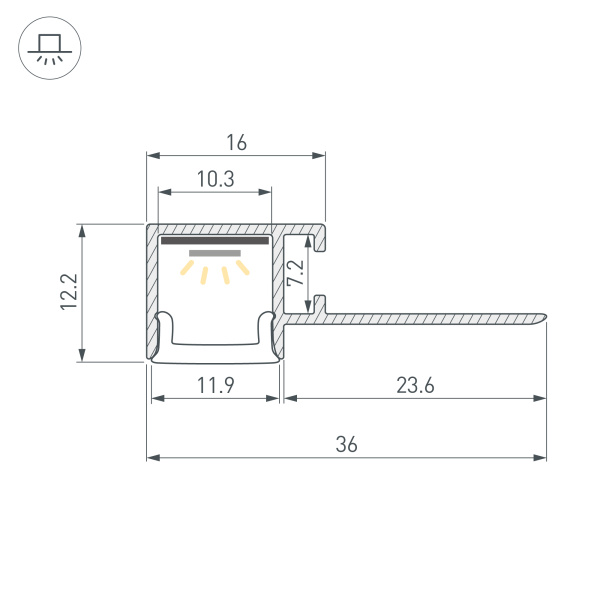 Профиль FANTOM-W12-EDGE-2000 ANOD (Arlight, Алюминий)