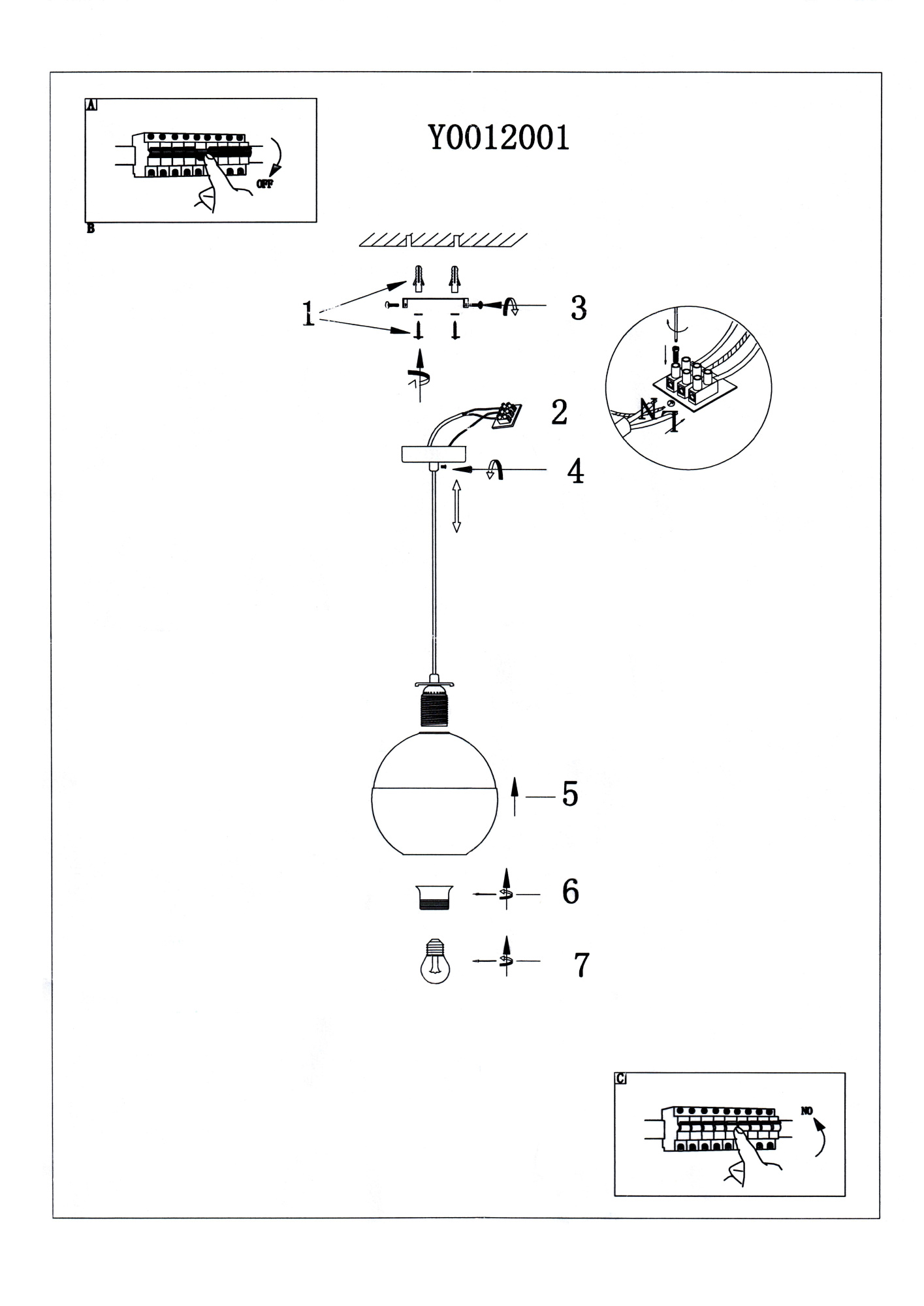 Светильник лофт Y0012001 PA21 (220V, E27, стекло)