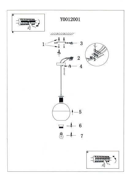 Светильник лофт Y0012001 PA21 (220V, E27, стекло)
