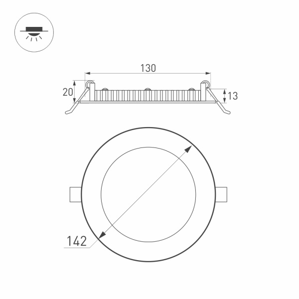 Светильник DL-142M-13W Warm White (Arlight, IP40 Металл, 3 года)