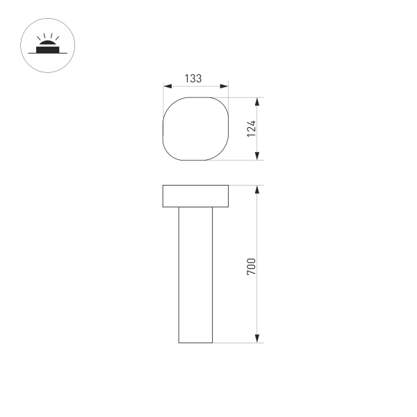 Светильник LGD-SWAMP-BOLL-H700-7W Warm3000 (GR, 93 deg, 230V) (Arlight, IP65 Металл, 3 года)